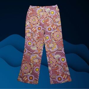 Billabong X Smiley Pink Multicolored  Hippie So Trippy Print Linen Pants Size 28